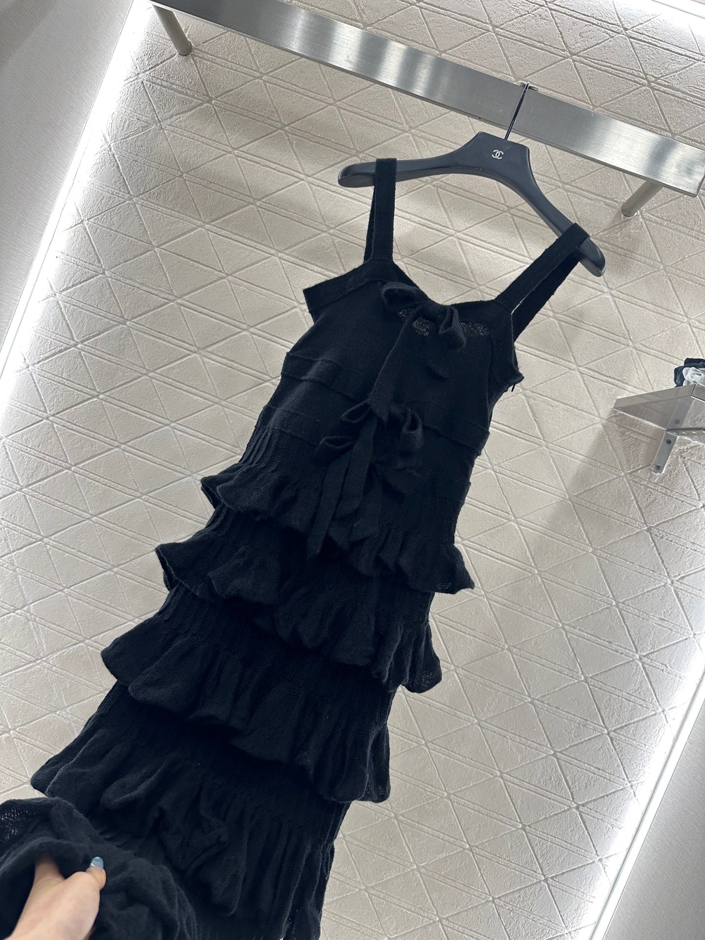 C 25 Cake Layer Bow Knitted Slip Dress