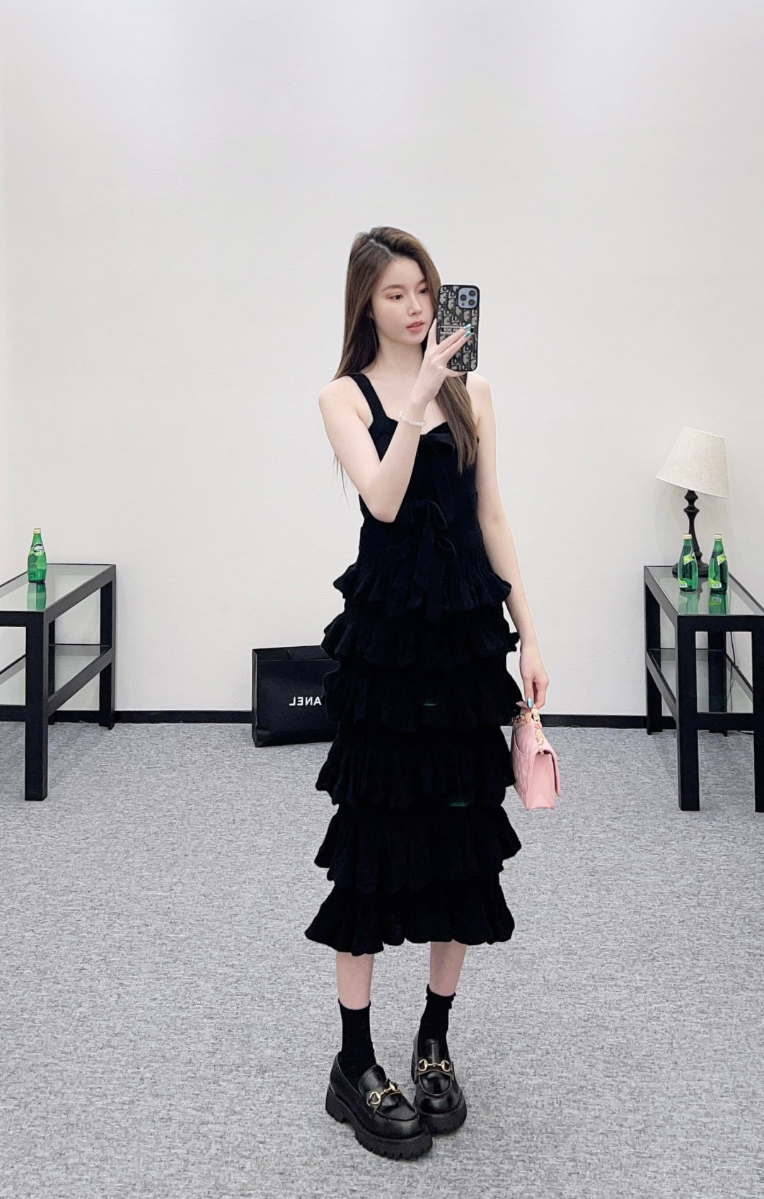 C 25 Cake Layer Bow Knitted Slip Dress
