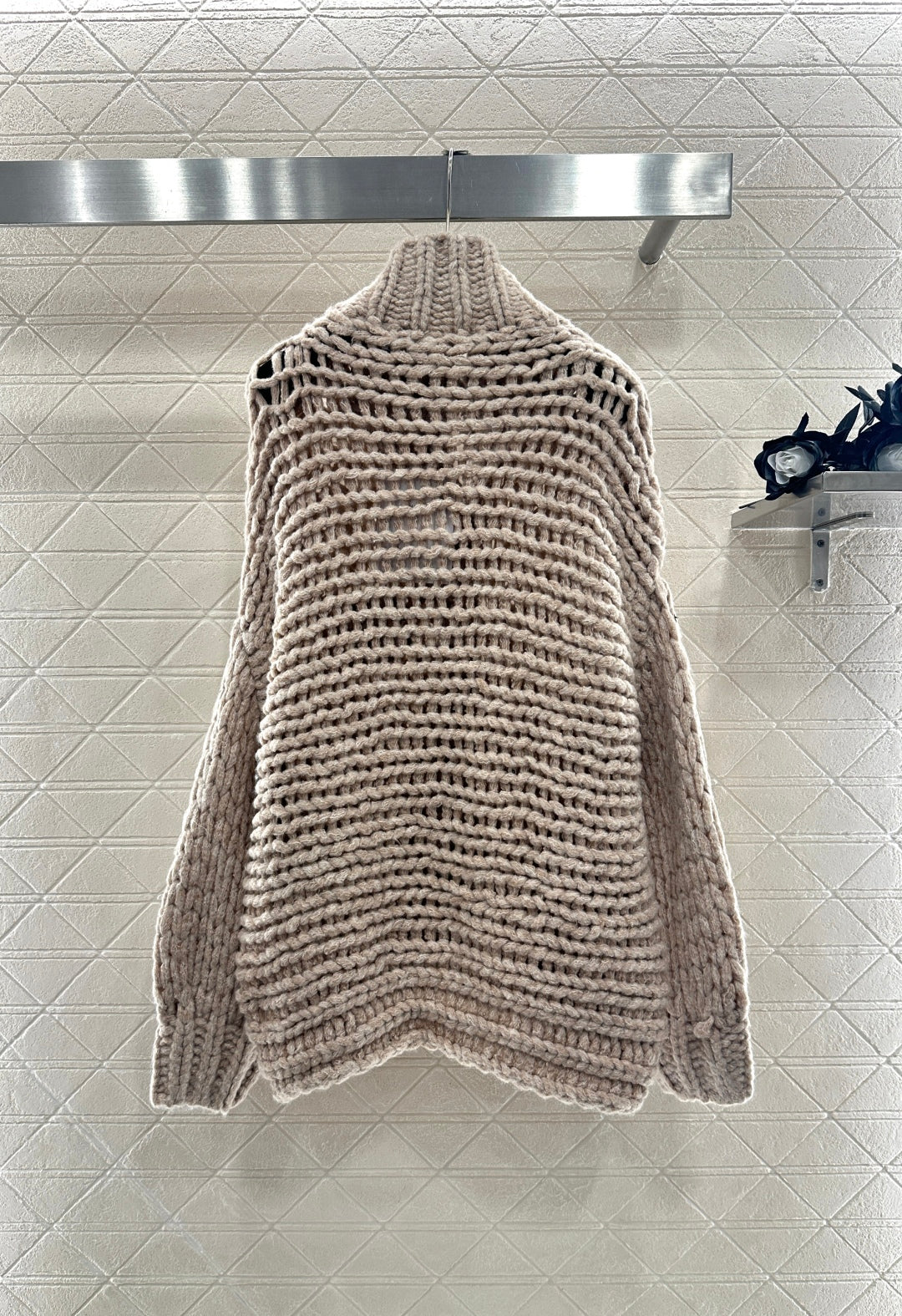 C 25 Hollow letter knitted wool cardigan