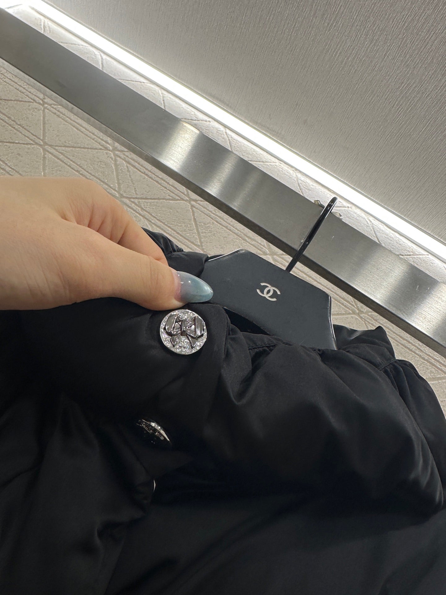 C 25 Velvet bow mid-length down jacket