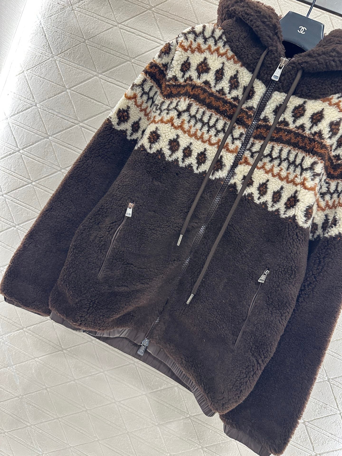 Mon 25 Teddy Plush Hooded Fair Isle Coat