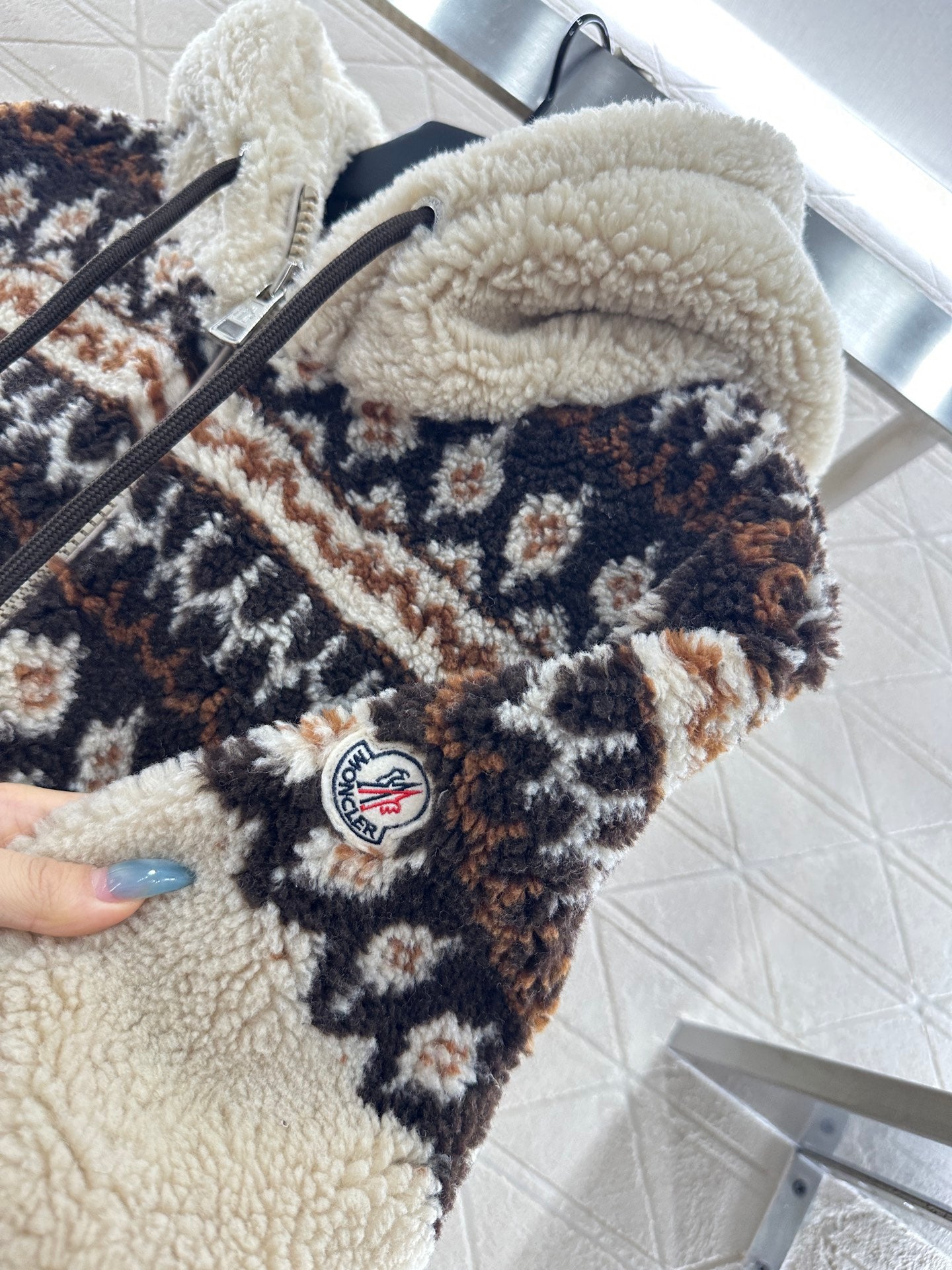 Mon 25 Teddy Plush Hooded Fair Isle Coat