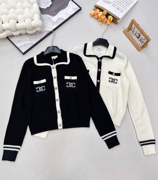 C 25 Lapel wool and cashmere cardigan