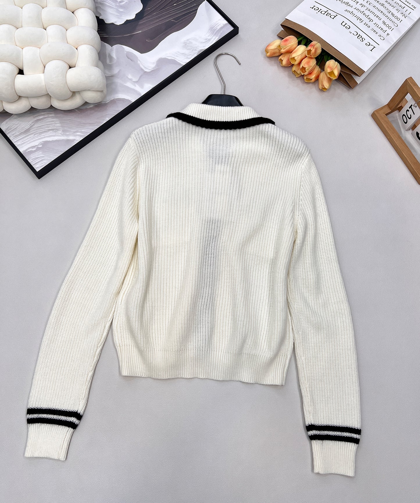 C 25 Lapel wool and cashmere cardigan