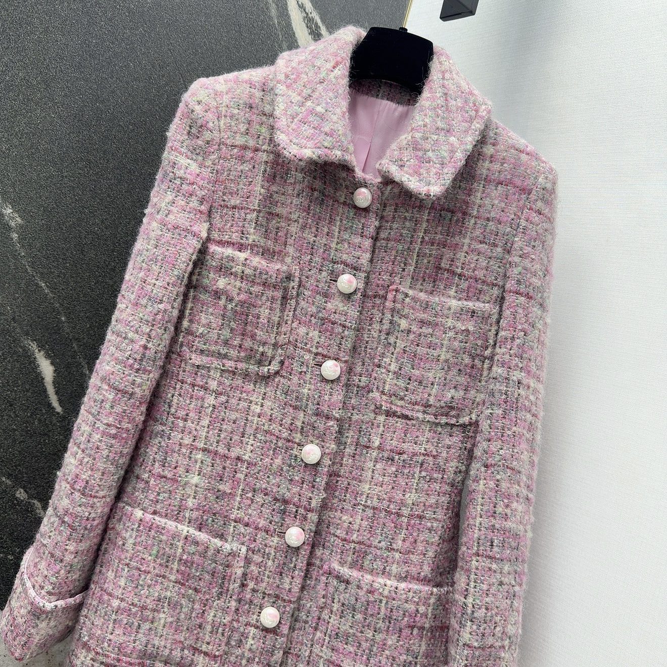 C 25 Pink woolen long coat