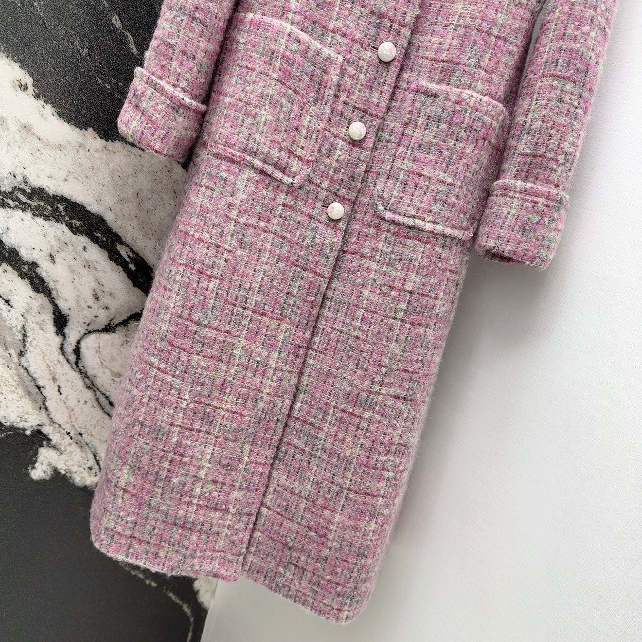 C 25 Pink woolen long coat