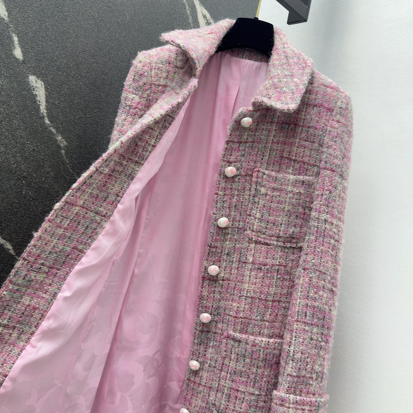C 25 Pink woolen long coat