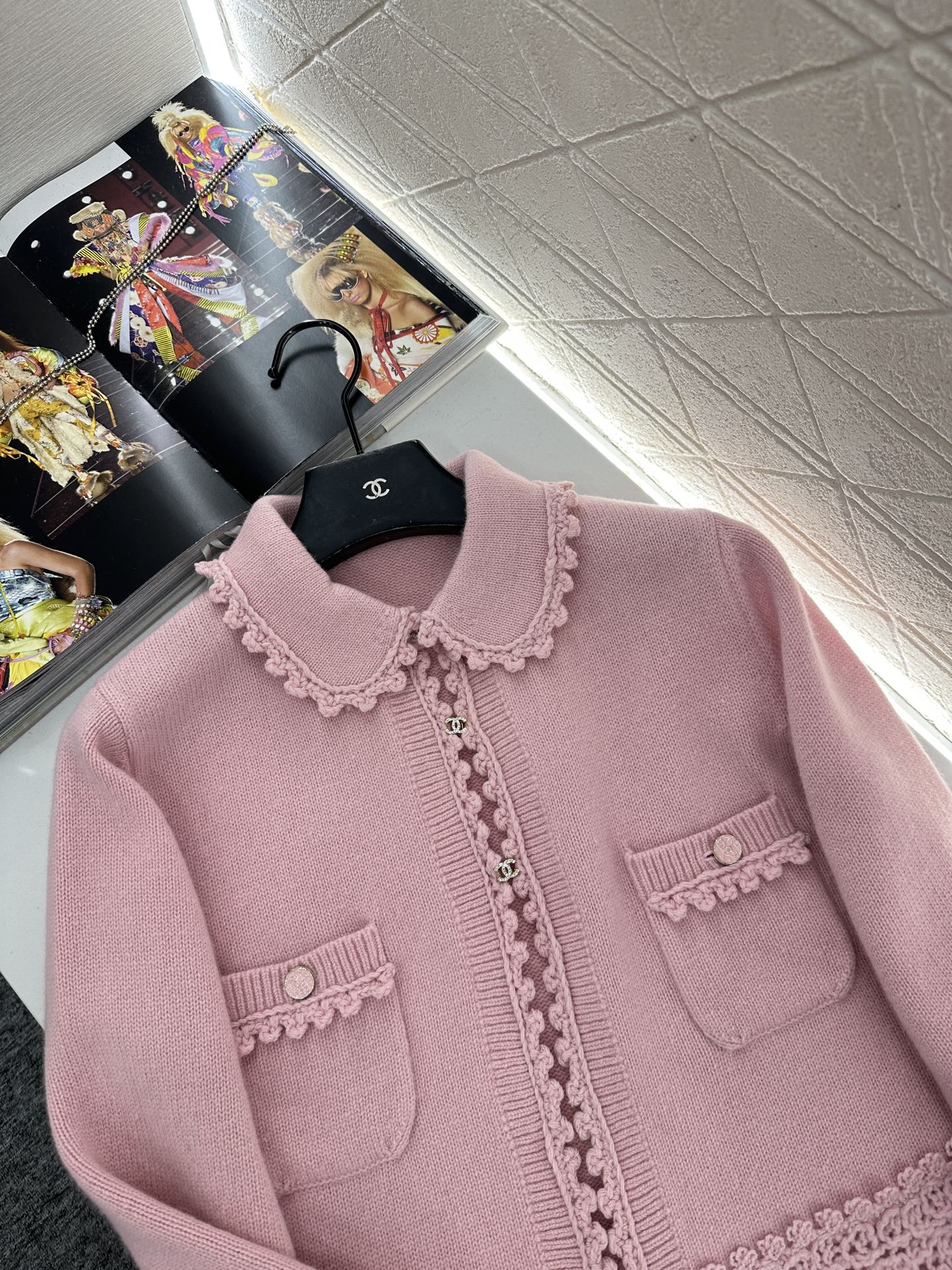 C 25 Lace Knitted Wool Cardigan + Skirt Set