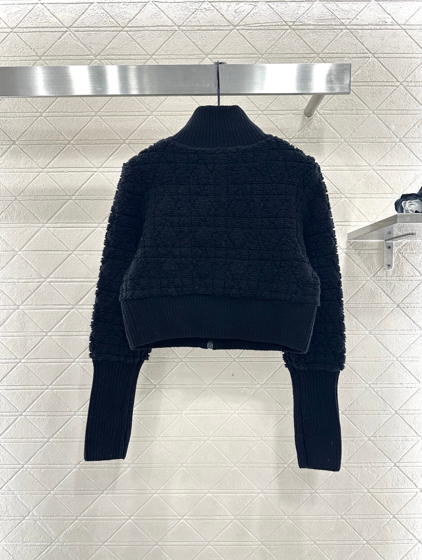 Di 25 Check jacquard zip-up wool jacket