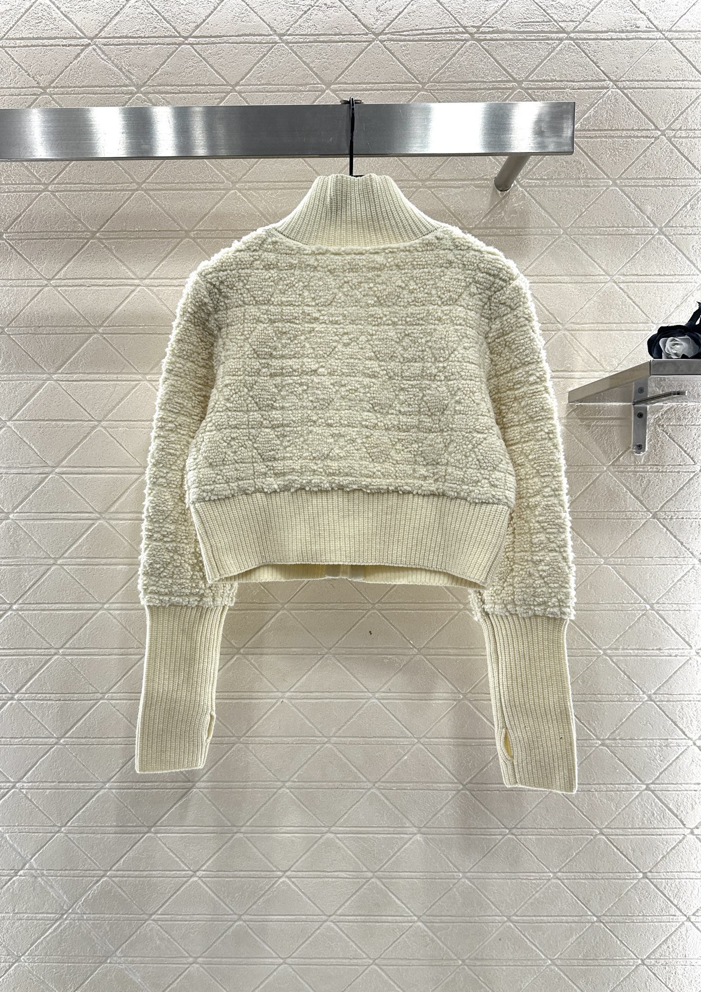 Di 25 Check jacquard zip-up wool jacket