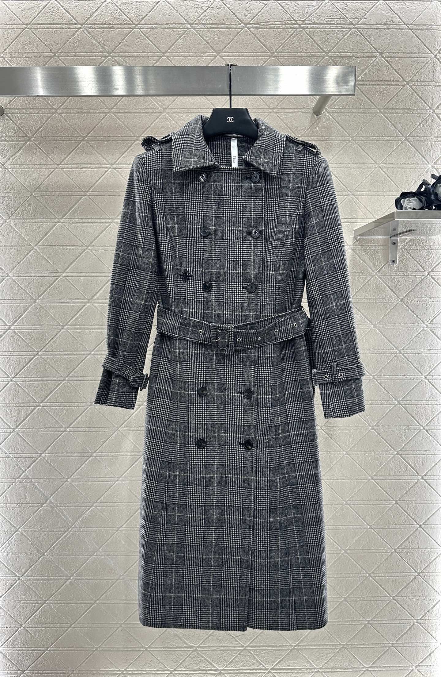 Di 25 Check Shawl Double-Breasted Trench Coat