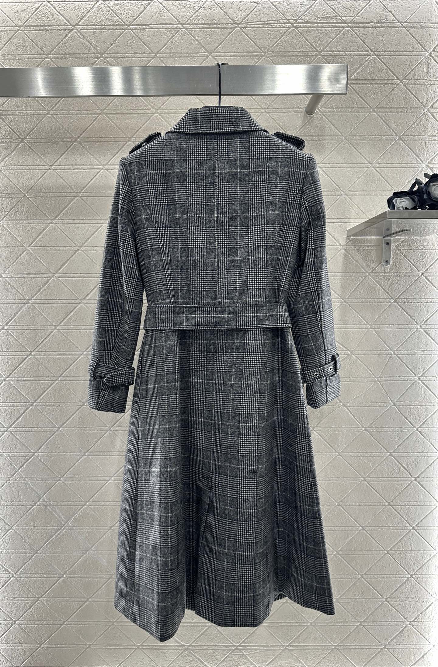 Di 25 Check Shawl Double-Breasted Trench Coat