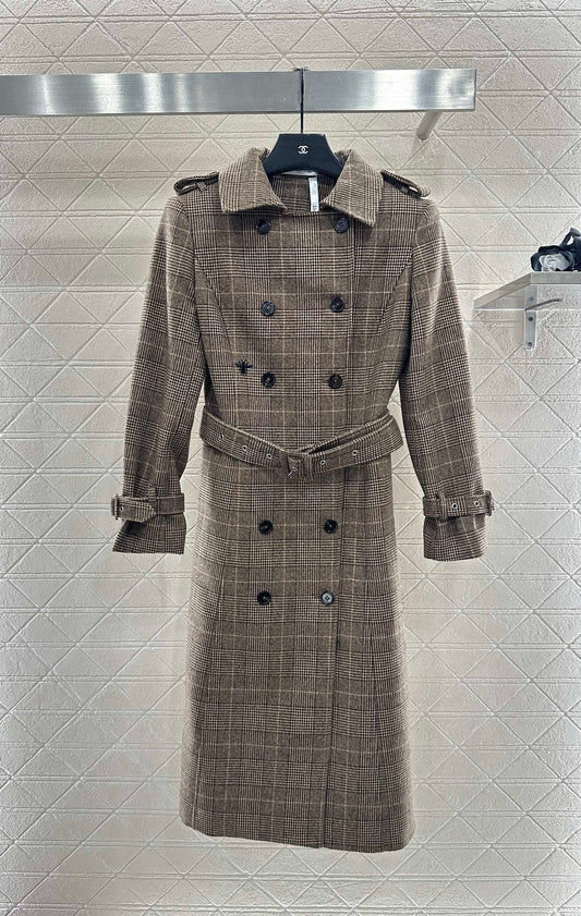 Di 25 Check Shawl Double-Breasted Trench Coat