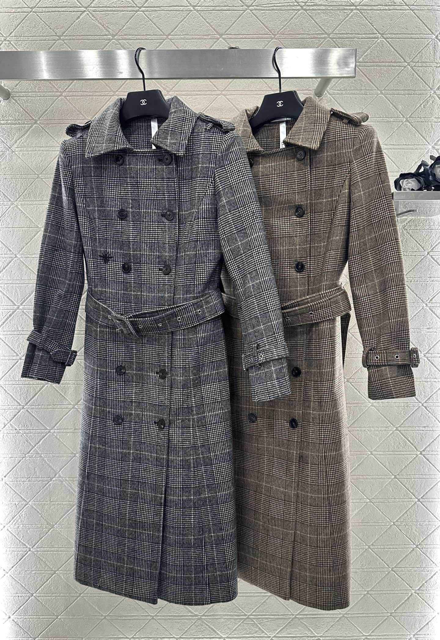 Di 25 Check Shawl Double-Breasted Trench Coat
