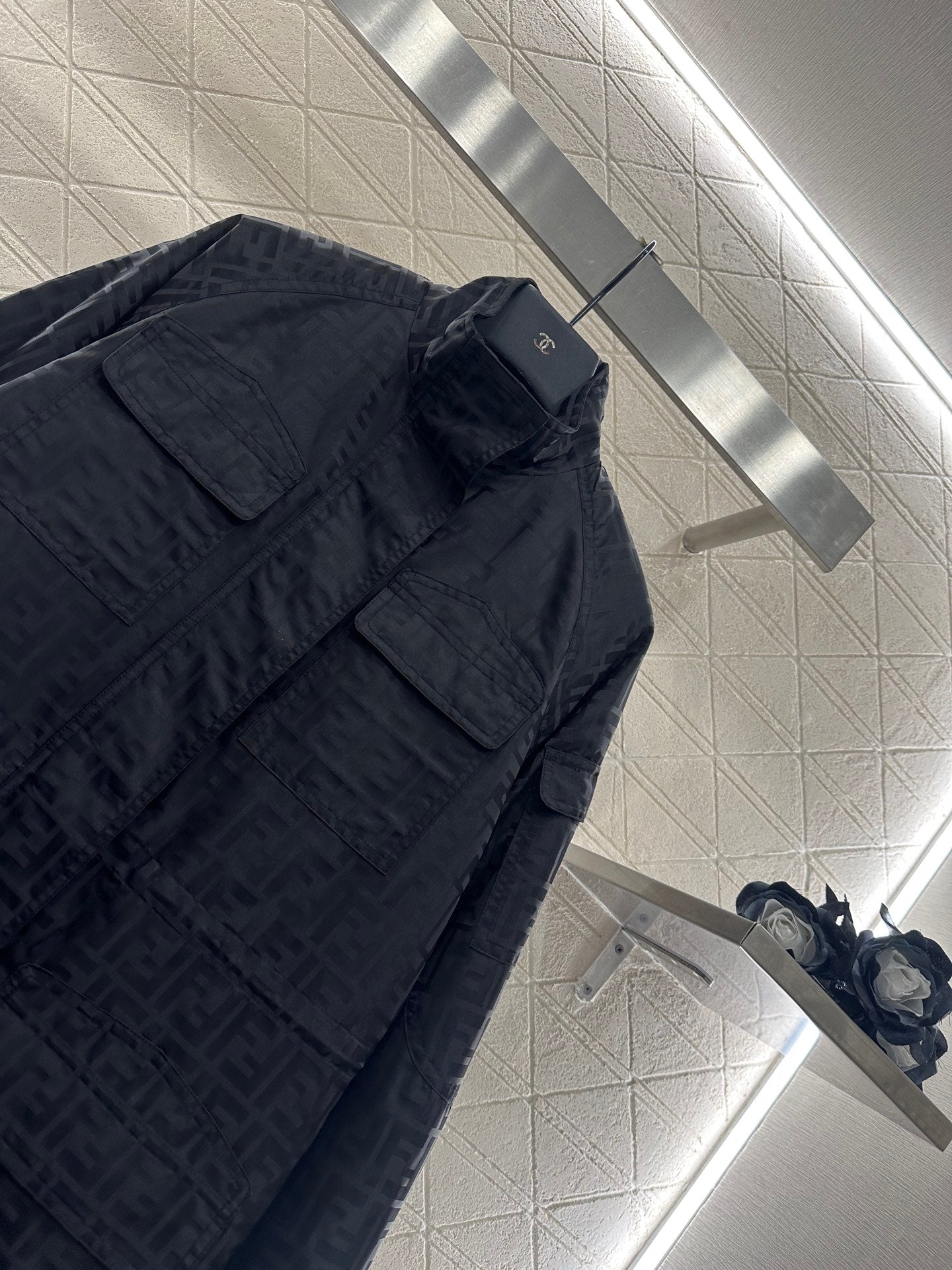 Fe 25 jacquard padded windbreaker jacket