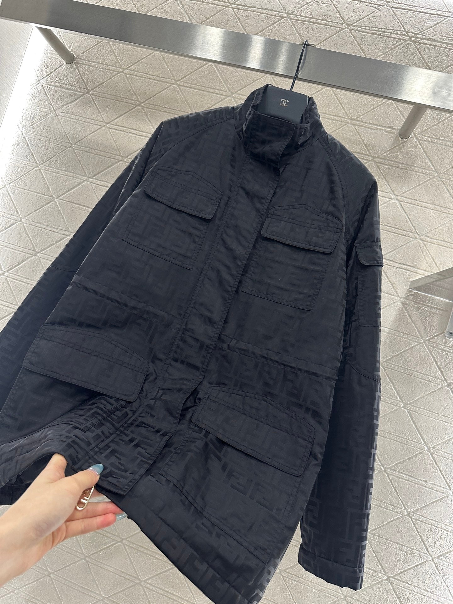 Fe 25 jacquard padded windbreaker jacket