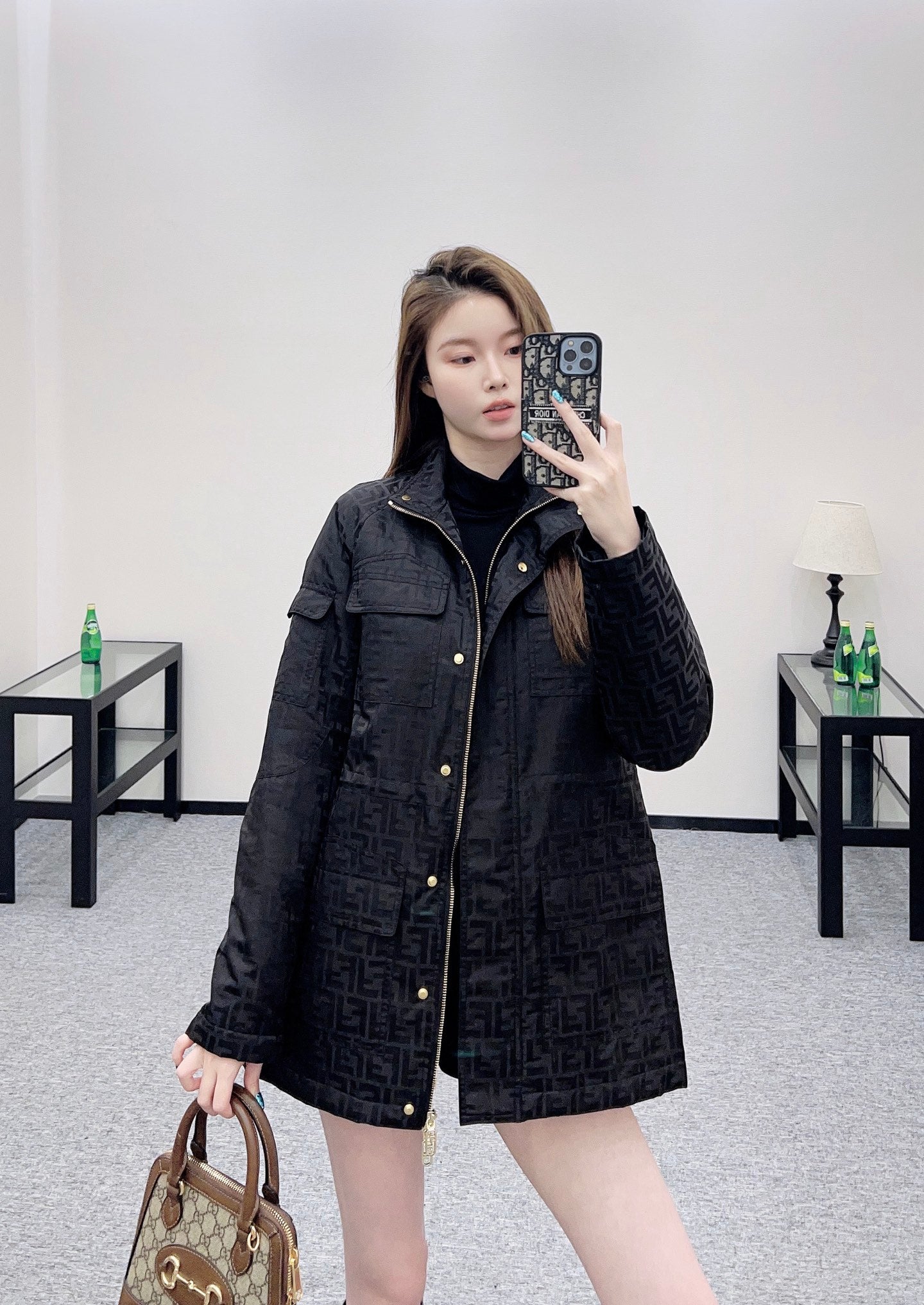 Fe 25 jacquard padded windbreaker jacket