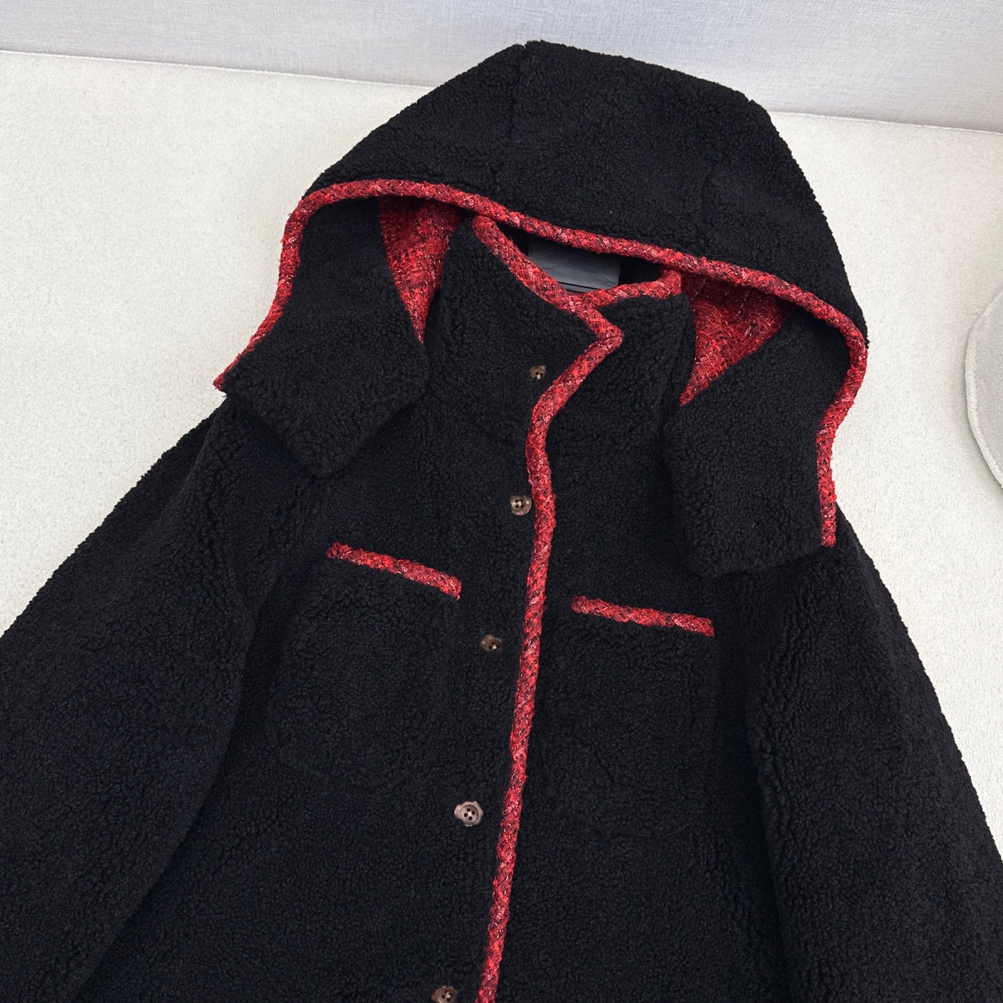 C 25 New Teddy Fur Mid-Length Hooded Jacket