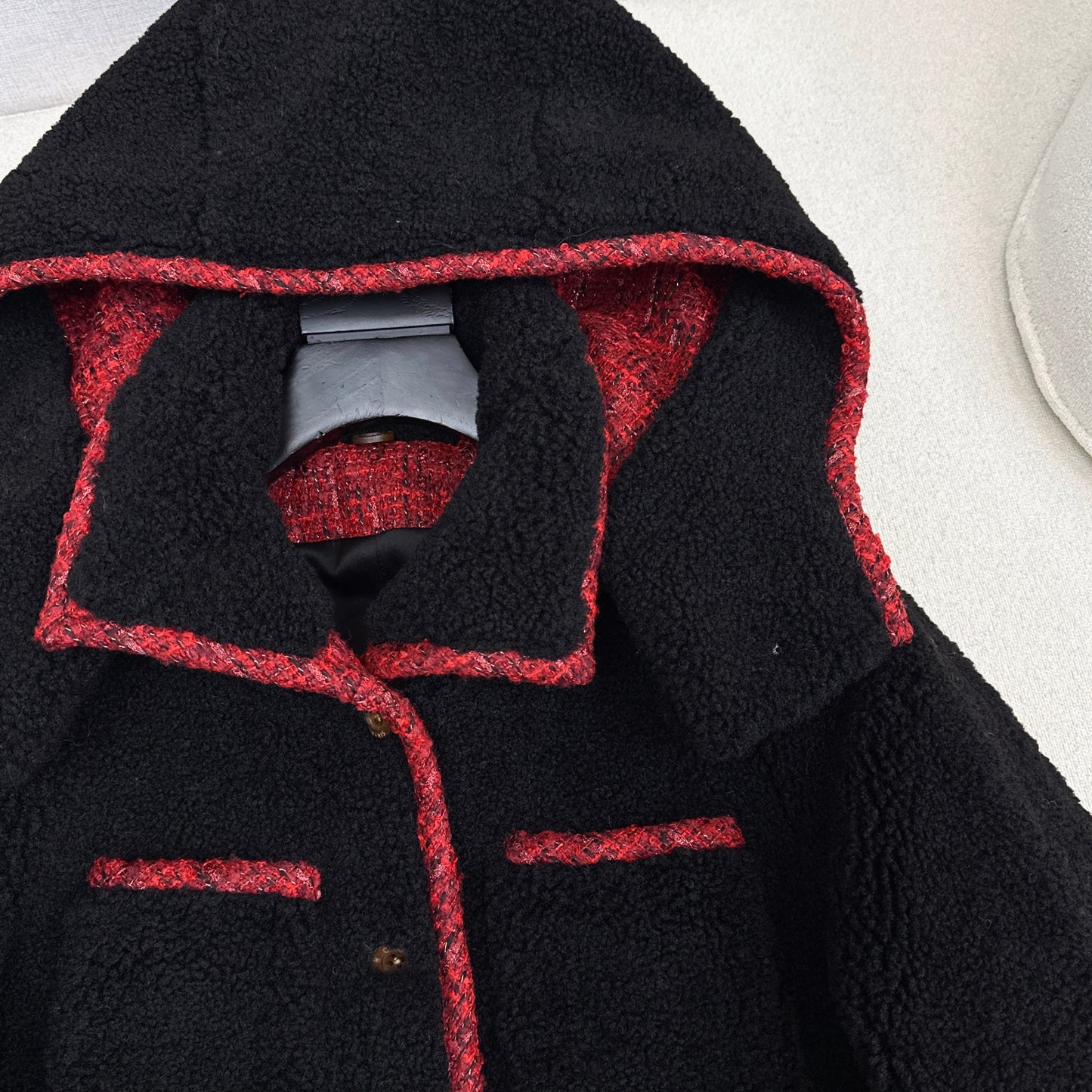 C 25 New Teddy Fur Mid-Length Hooded Jacket