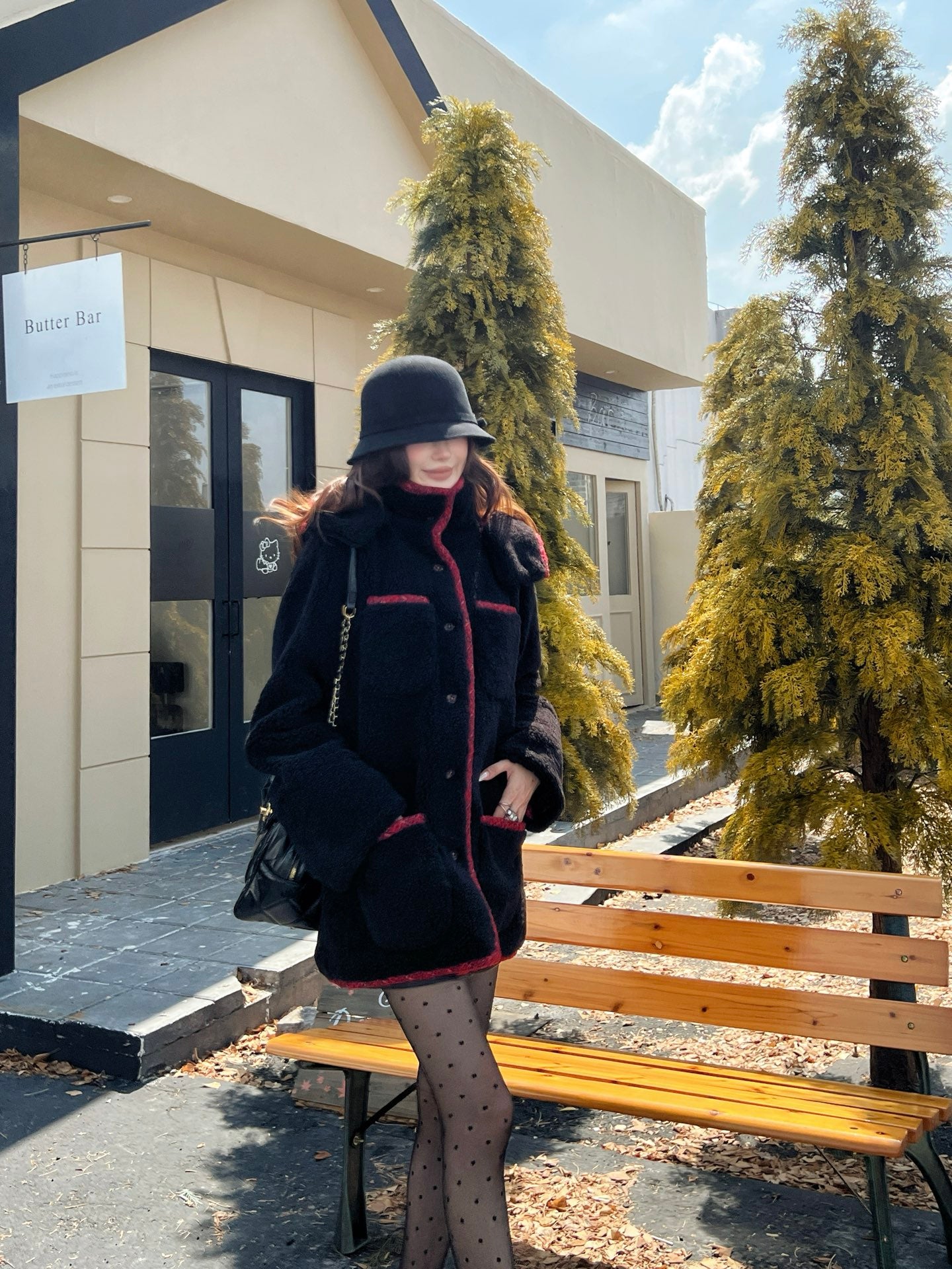 C 25 New Teddy Fur Mid-Length Hooded Jacket