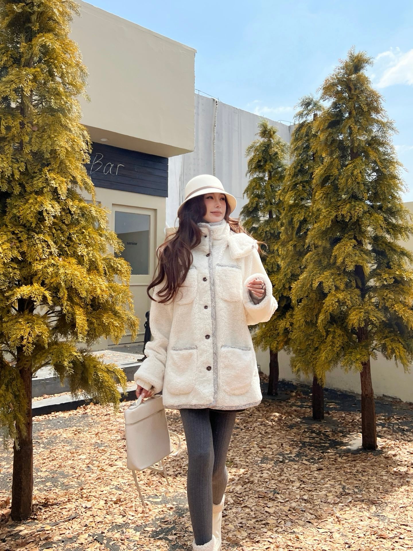C 25 New Teddy Fur Mid-Length Hooded Jacket