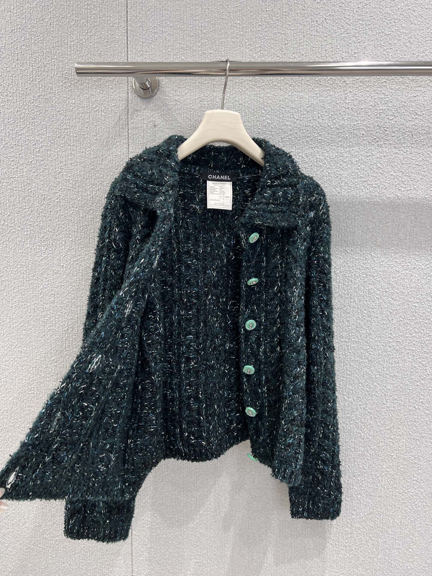 C 25K Emerald Jacquard Knit Cashmere Cardigan - Haute Couture Collection