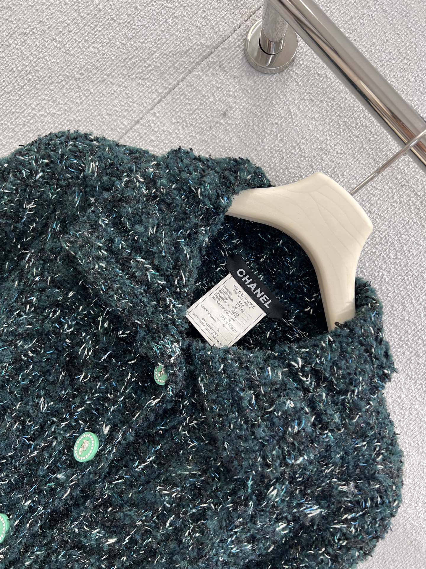 C 25K Emerald Jacquard Knit Cashmere Cardigan - Haute Couture Collection