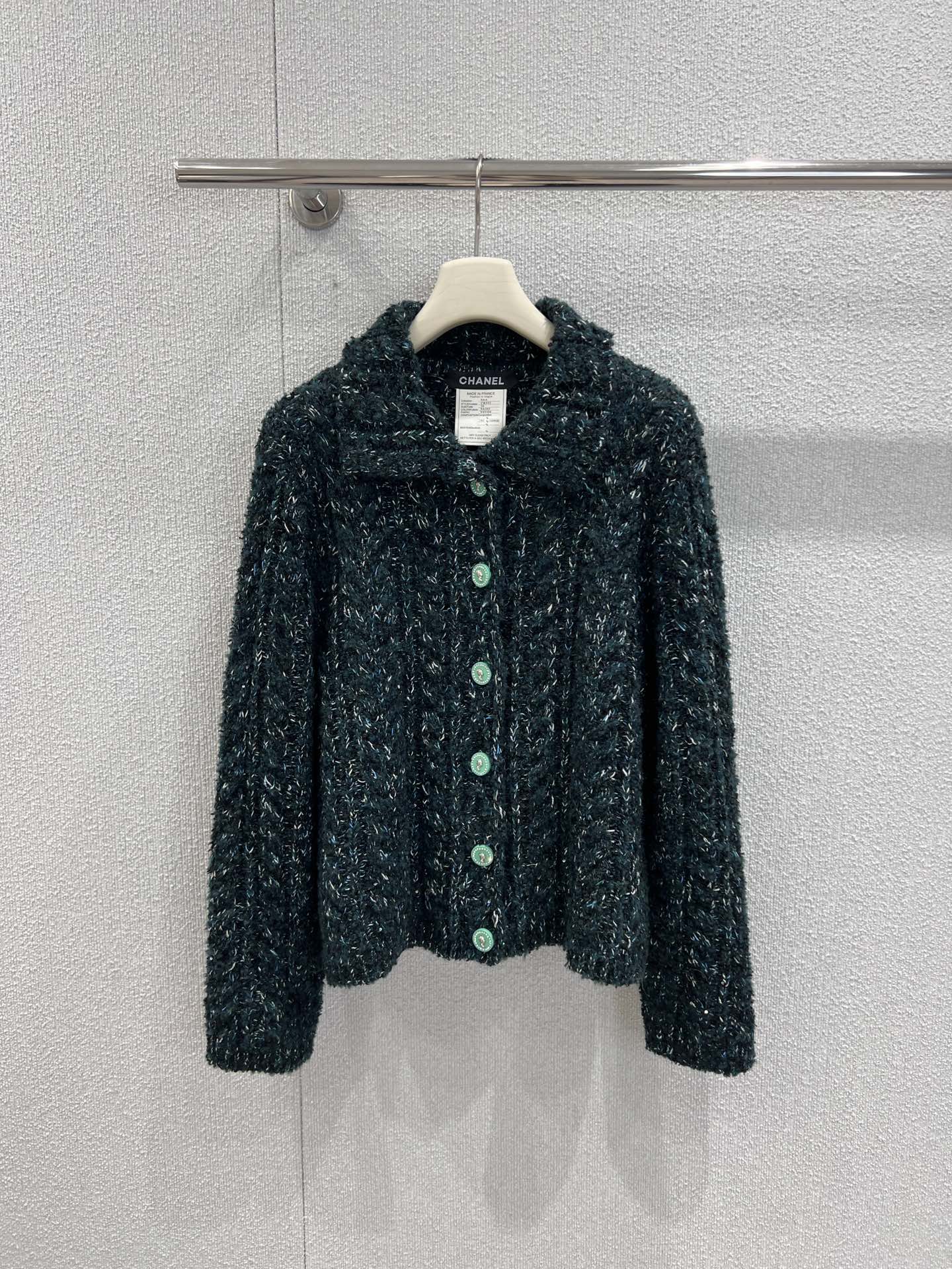 C 25K Emerald Jacquard Knit Cashmere Cardigan - Haute Couture Collection
