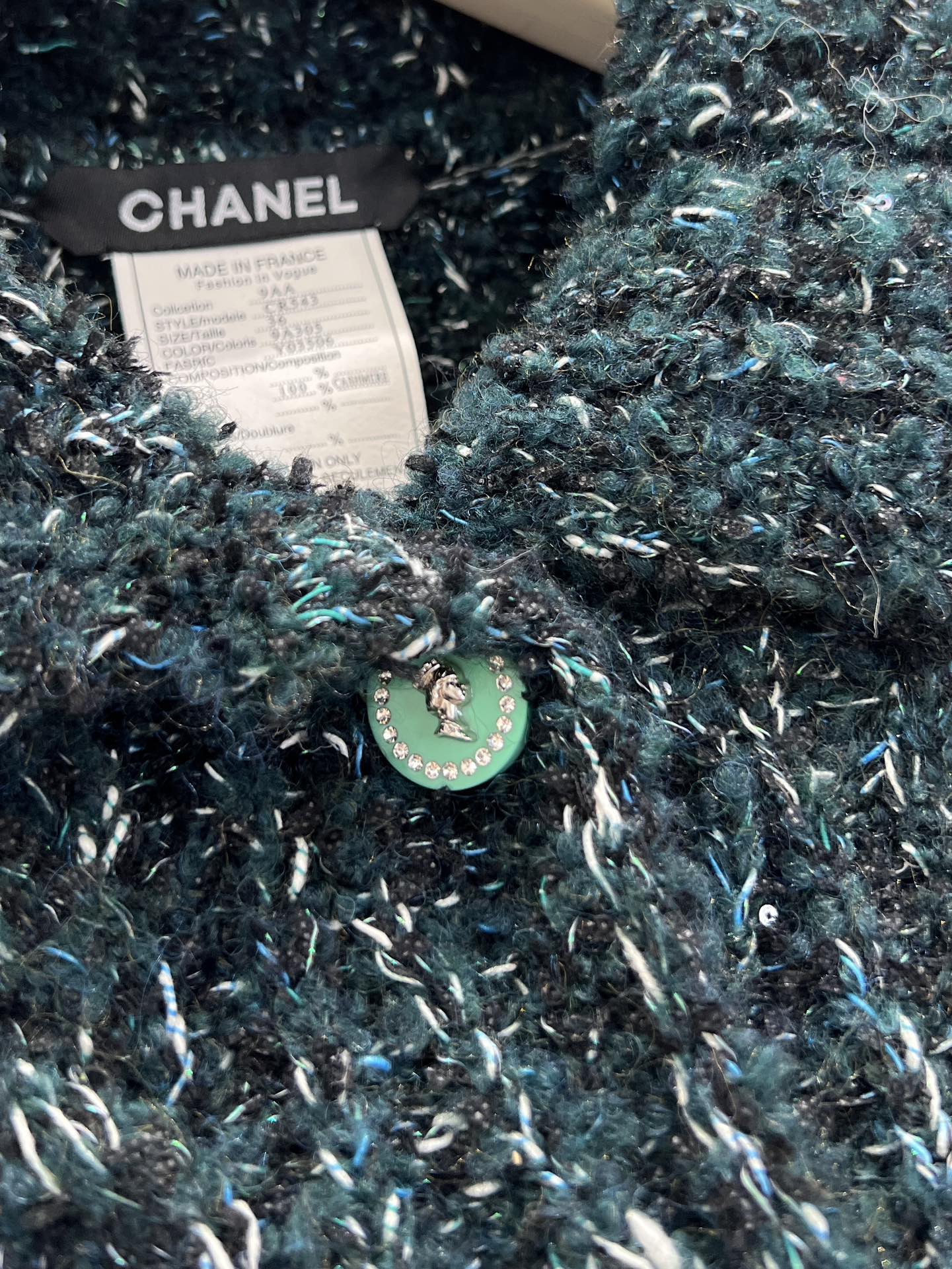 C 25K Emerald Jacquard Knit Cashmere Cardigan - Haute Couture Collection
