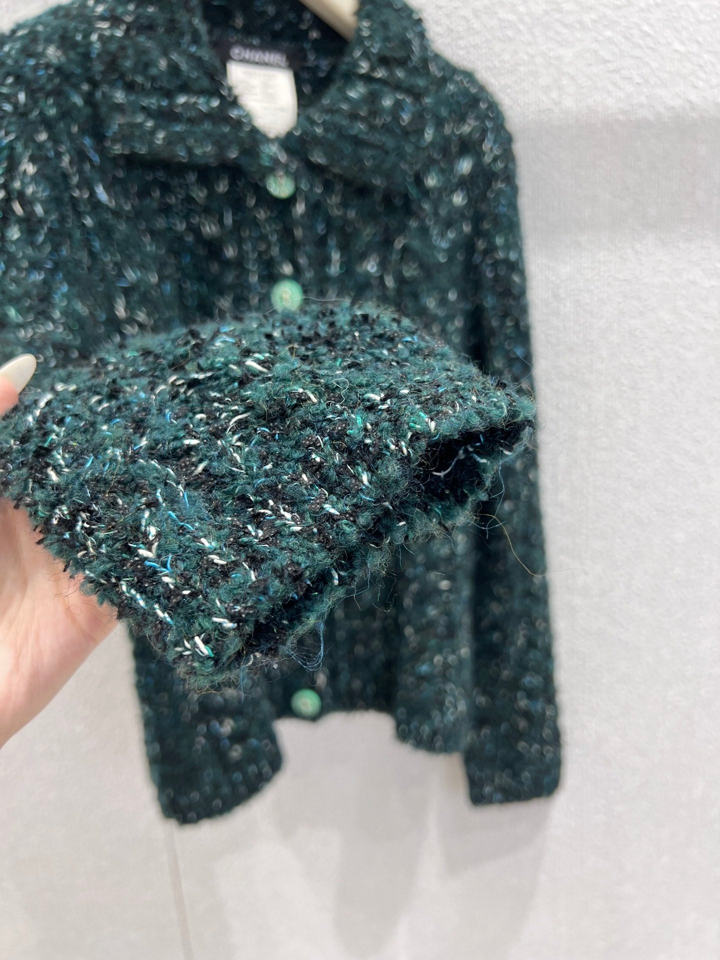 C 25K Emerald Jacquard Knit Cashmere Cardigan - Haute Couture Collection