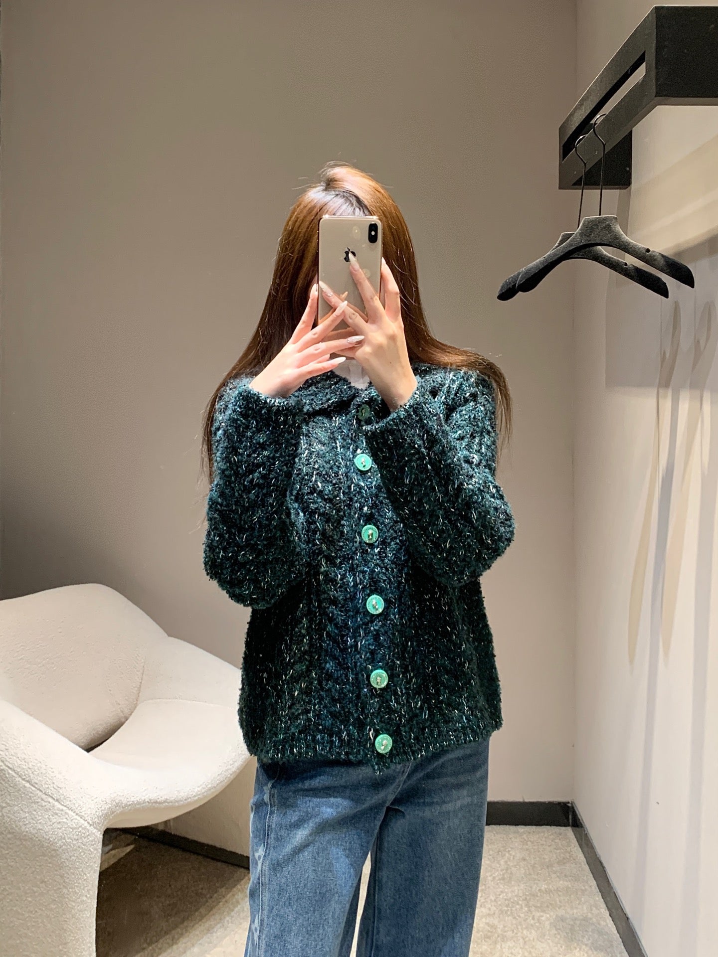 C 25K Emerald Jacquard Knit Cashmere Cardigan - Haute Couture Collection