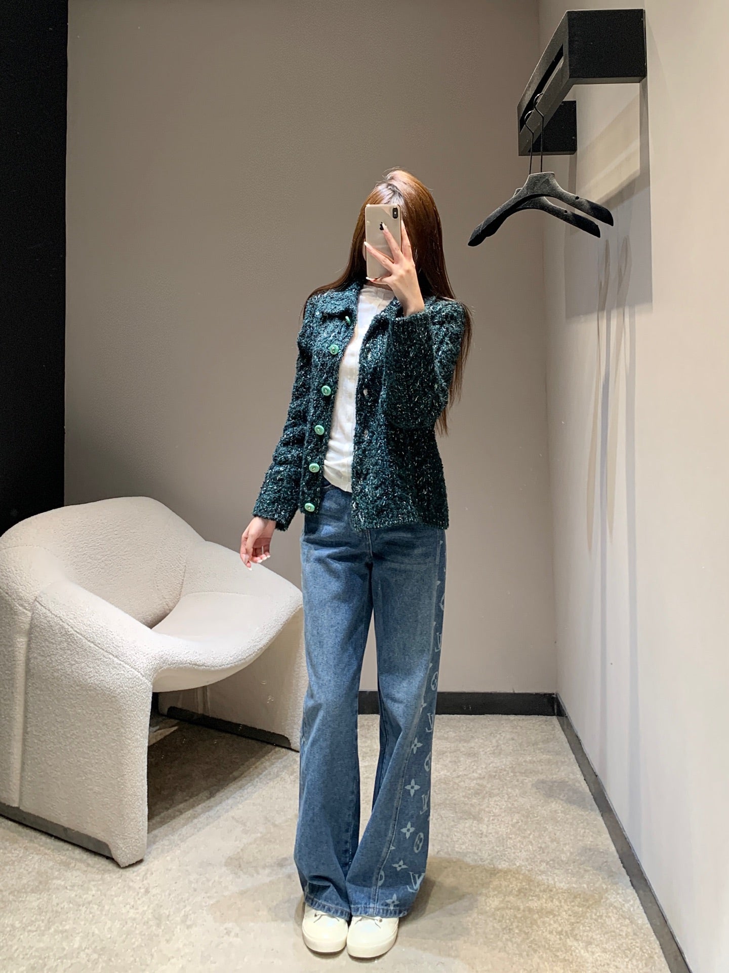 C 25K Emerald Jacquard Knit Cashmere Cardigan - Haute Couture Collection
