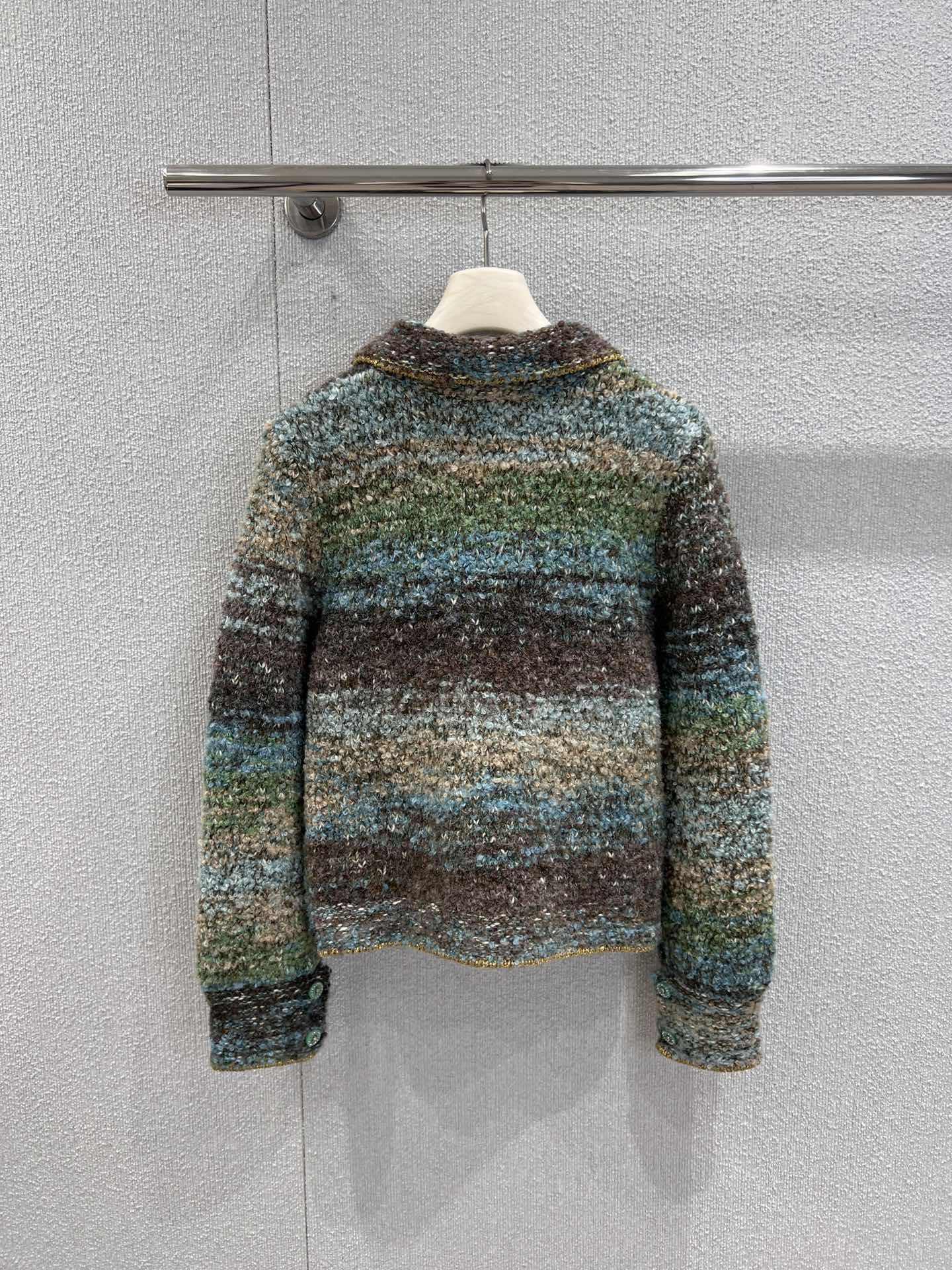C 25K Light Green Cashmere Cardigan High-end Handicraft Series