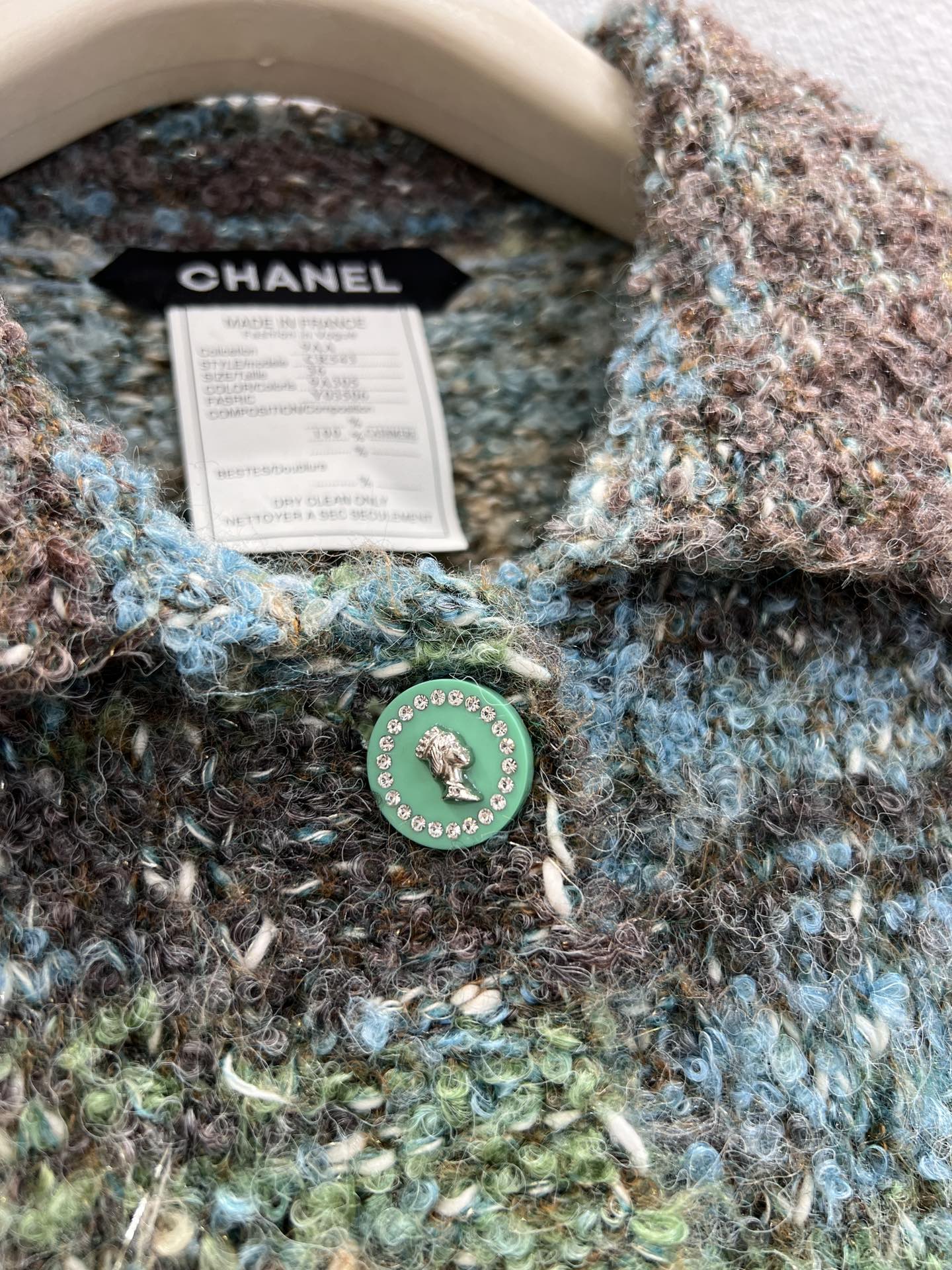 C 25K Light Green Cashmere Cardigan High-end Handicraft Series