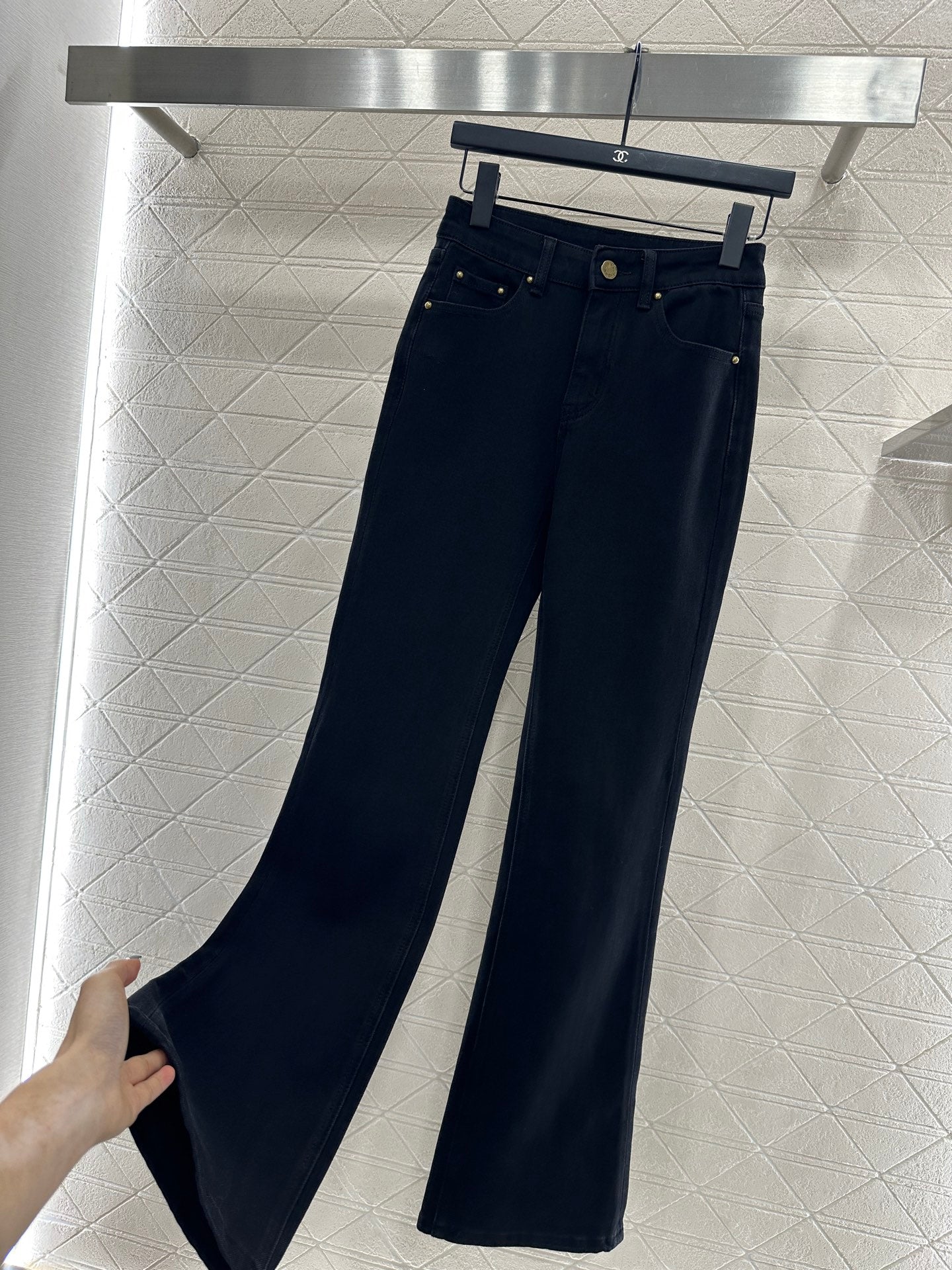 L 25 Leather label denim trousers