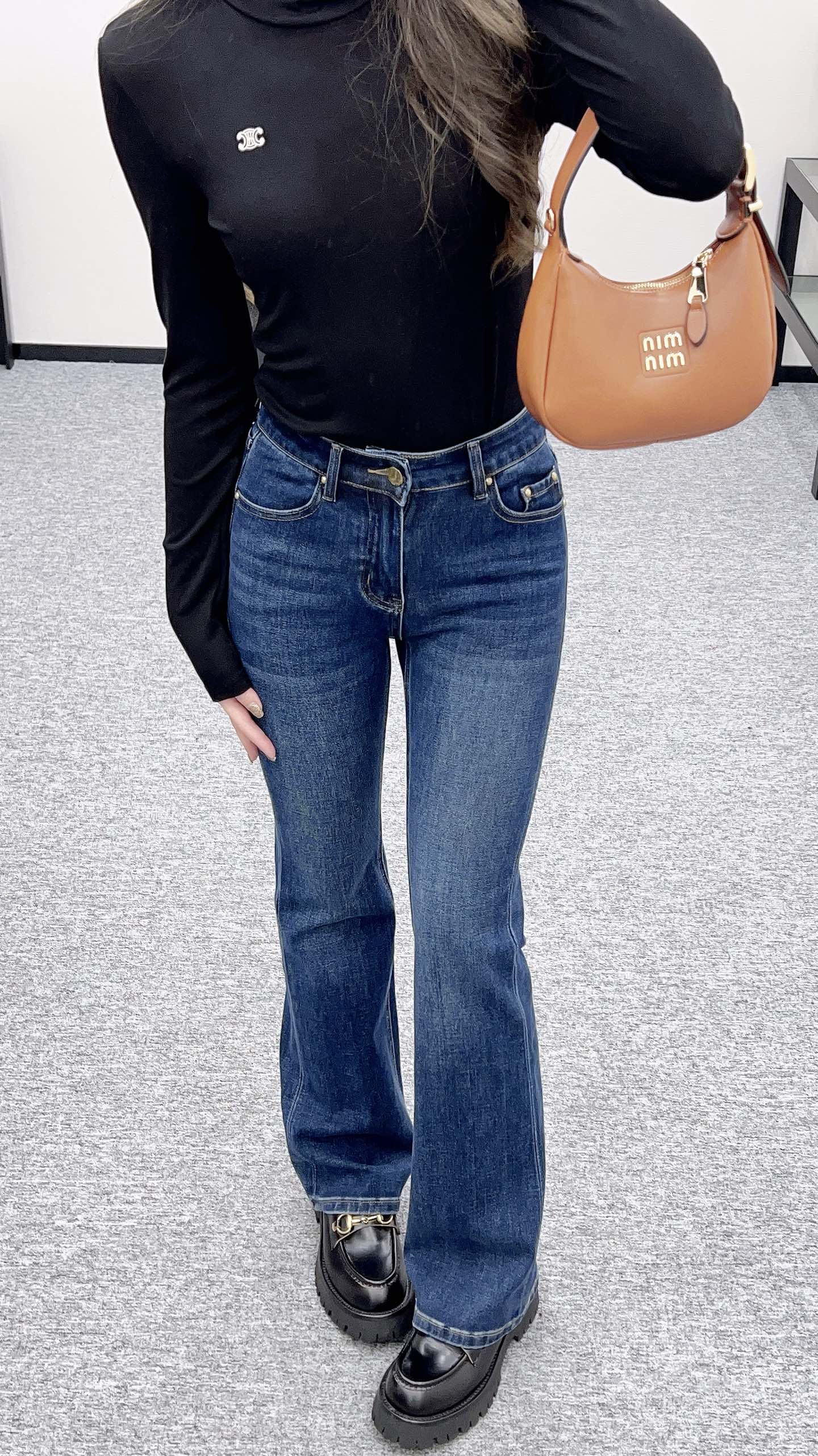 L 25 Leather label denim trousers