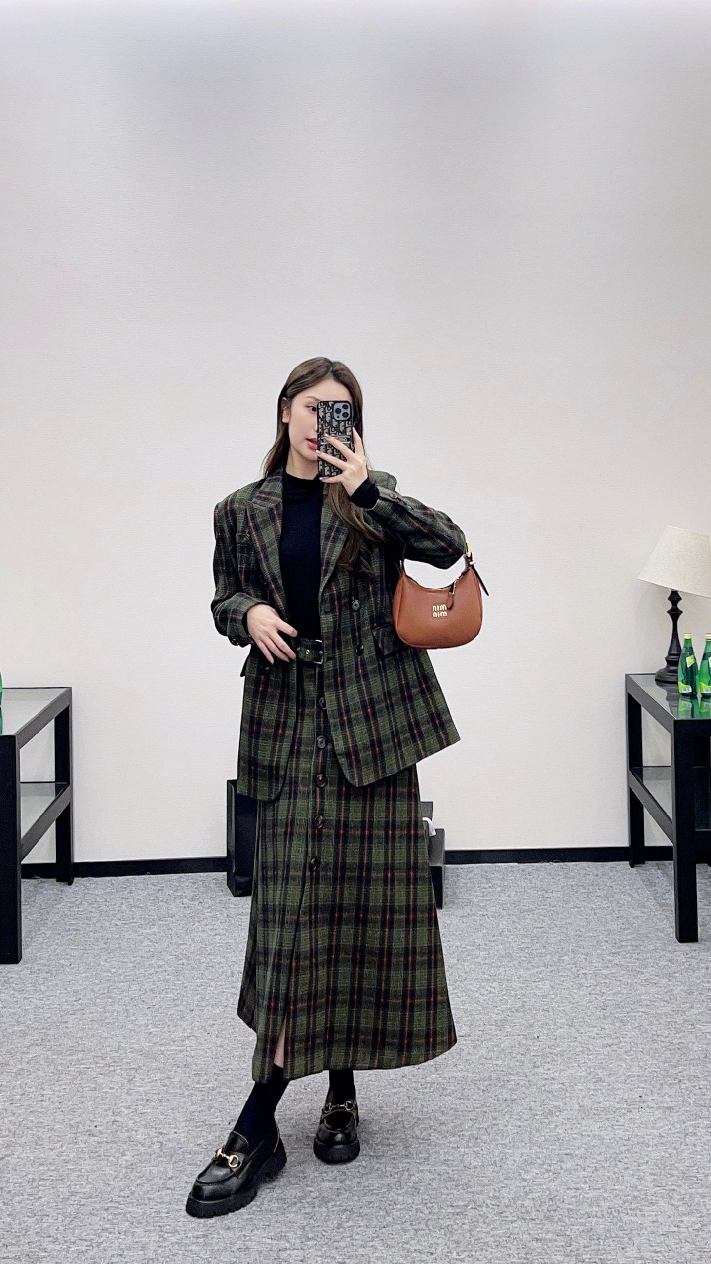 Mi 25 Plaid Blazer and Skirt Set