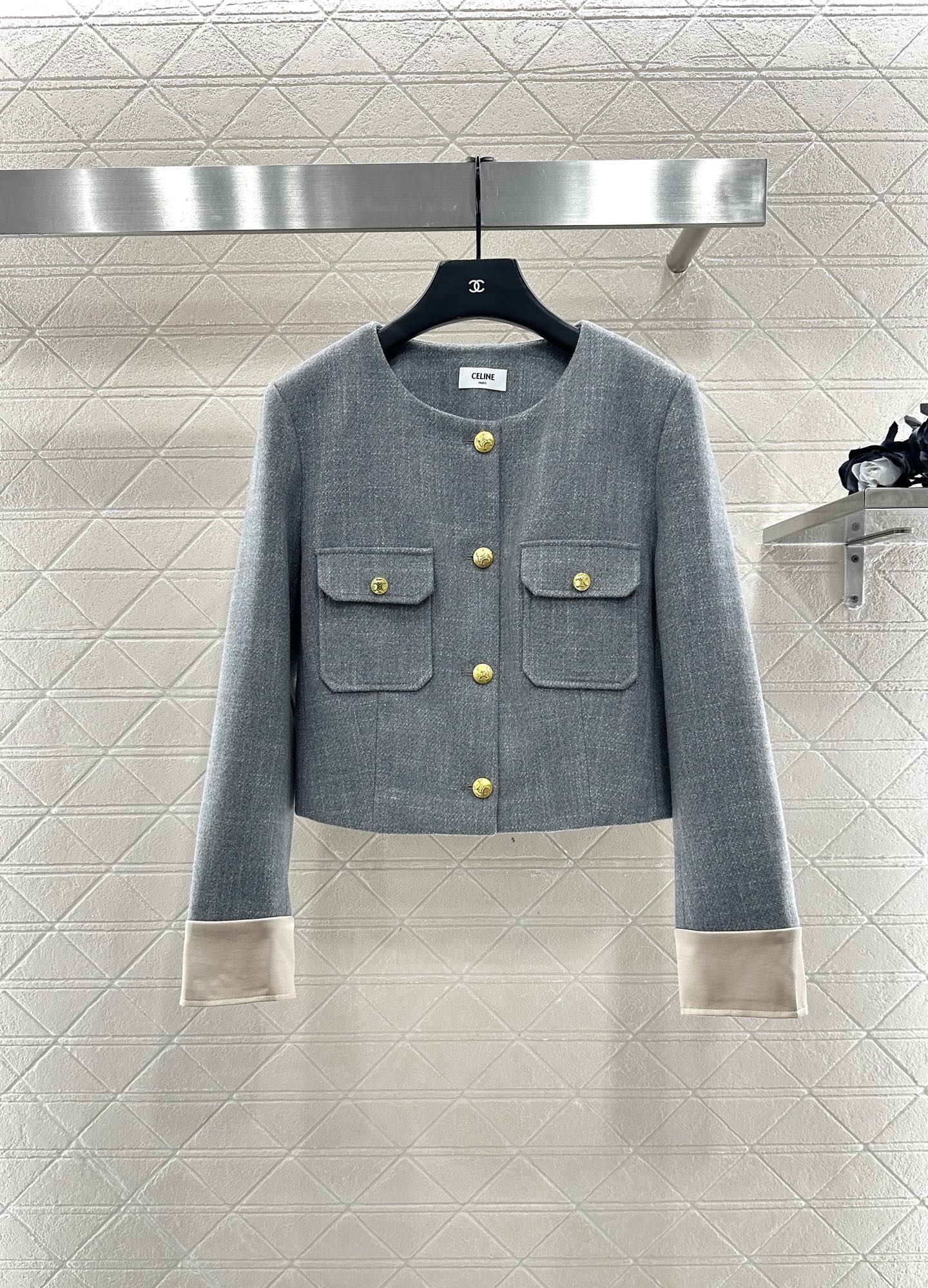Ce 25 Round neck jacket + skirt set