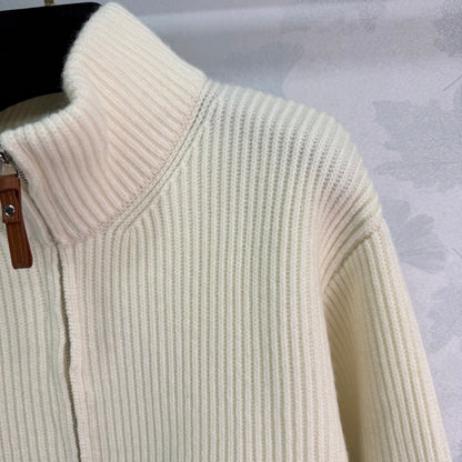 He 25 Mid-length cashmere knitted zip-up jacket(Version 2)