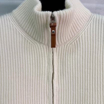 He 25 Mid-length cashmere knitted zip-up jacket(Version 2)
