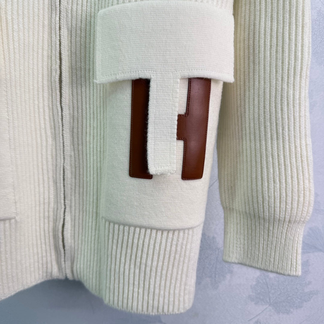 He 25 Mid-length cashmere knitted zip-up jacket(Version 2)