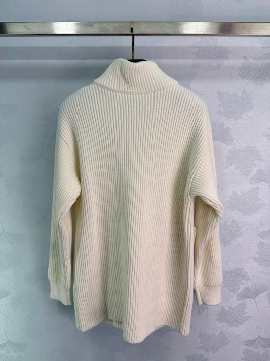 He 25 Mid-length cashmere knitted zip-up jacket(Version 2)