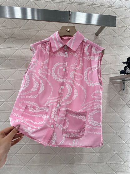 C 25 Printed Sleeveless Vest Shirt