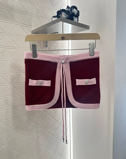 C 25 Neuankömmlinge, geschnürtes, gestricktes Tube-Top in Macaron-Farbe (ROT, BLAU, HELLBLAU, PINK) 