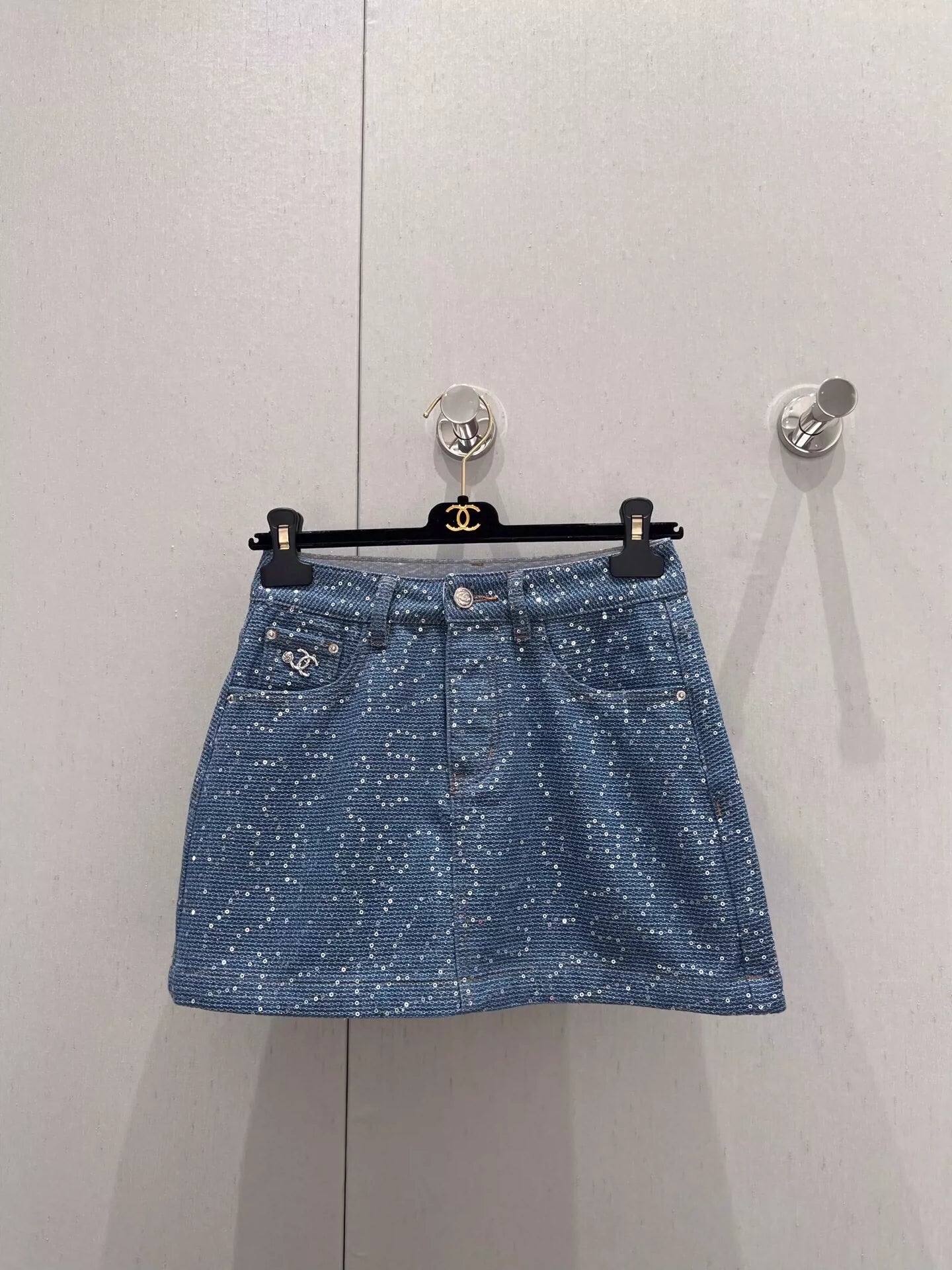 Nouvelle jupe mi-longue en denim à paillettes résistantes printemps/été 