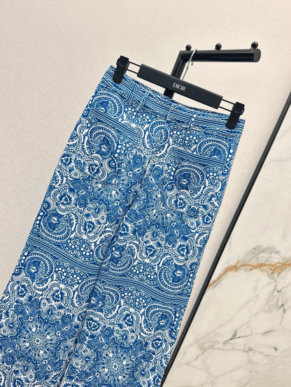 D 25 Neue Celadon Butterfly Print Denim Kollektion Lange Hosen 