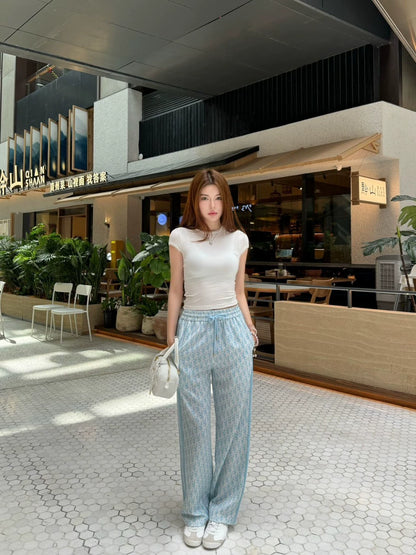 D 25 new letter print tie casual pants