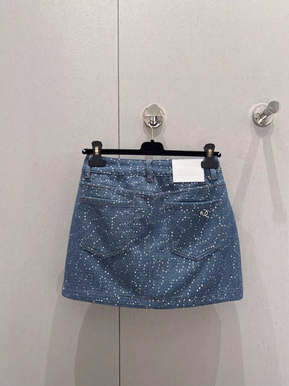 Nouvelle jupe mi-longue en denim à paillettes résistantes printemps/été 