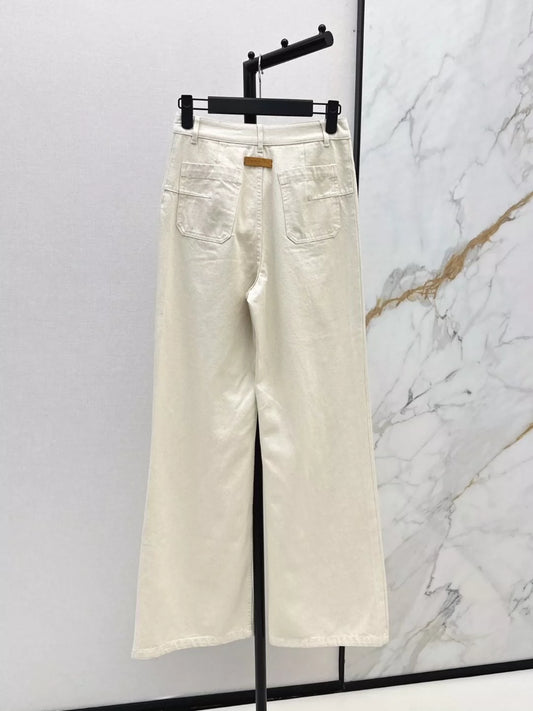 D 25 Frühling/Sommer Neueste mittelhohe Taille Doppeltasche Gerade Bein Jeans 