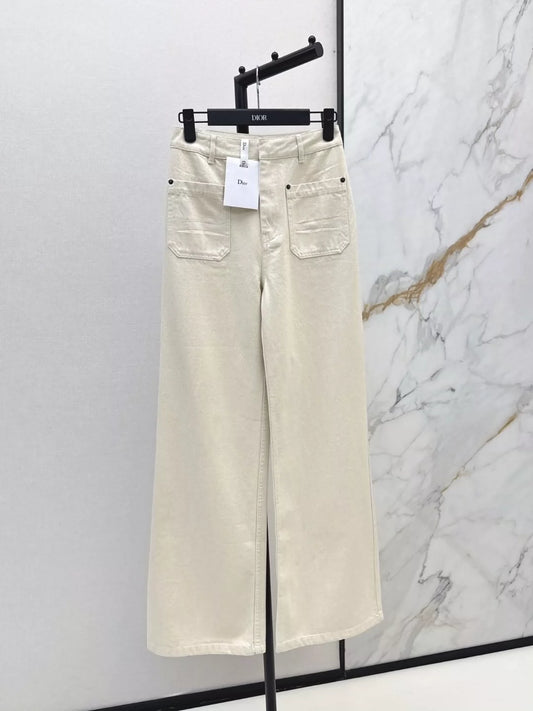D 25 Frühling/Sommer Neueste mittelhohe Taille Doppeltasche Gerade Bein Jeans 